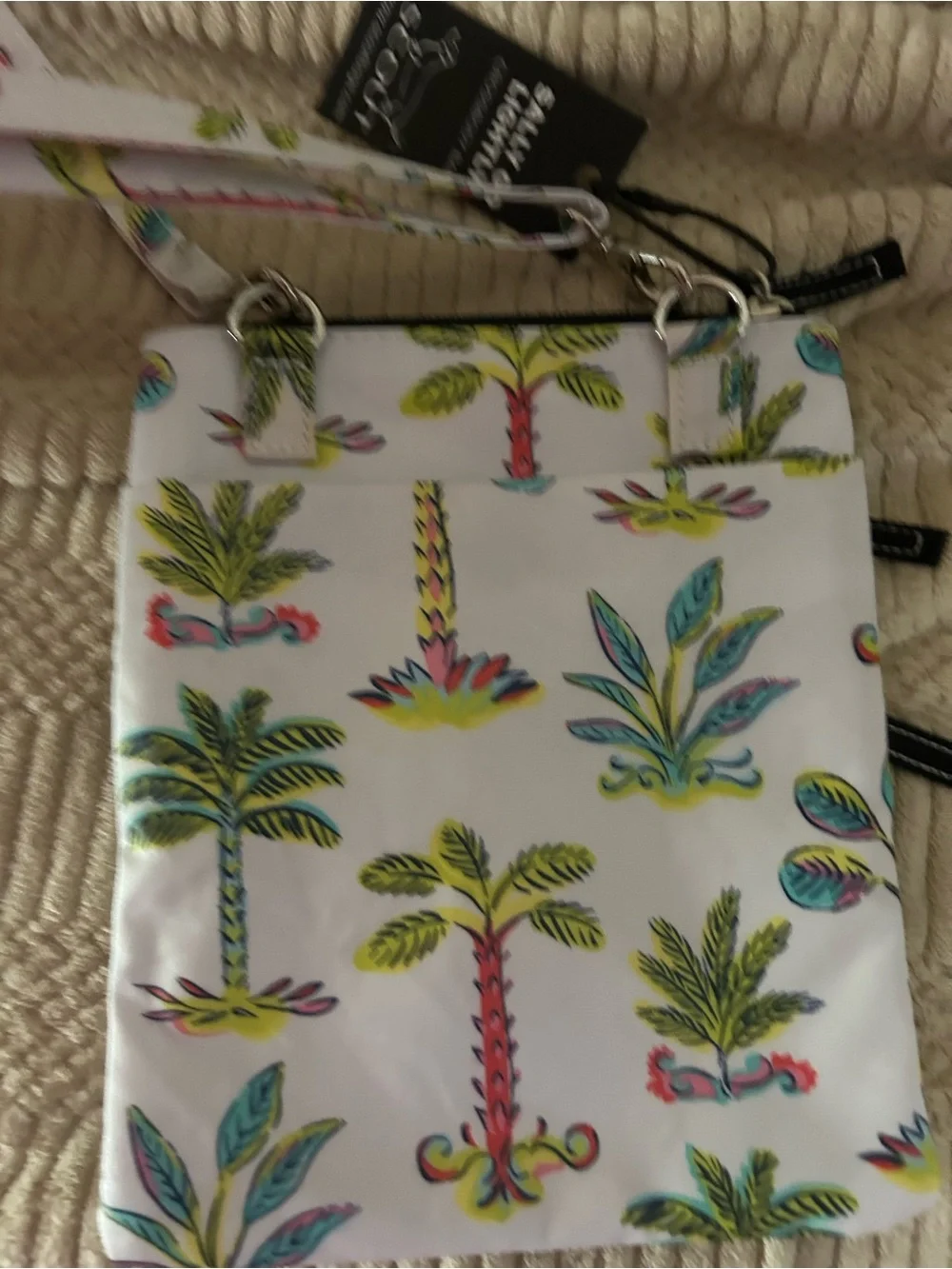 Scout White Crossbody with Neon Tropical Palm Print - Picture 2 of 10